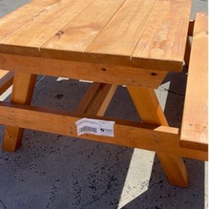 PRE OILED (LIGHT COLOUR) PINE HEAVY DUTY PICNIC TABLE WITH CONNECTED SEATS