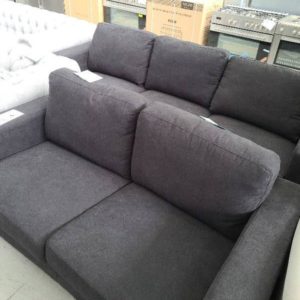 BRAND NEW MIDNIGHT FABRIC BANJO 3.5 SEATER COUCH WITH 2.5 SEATER COUCH LOBANJOFACL287