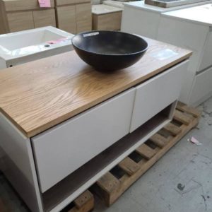 EX DISPLAY LUSH 1200 VANITY WITH TIMBER TOP AND COMO BOWL