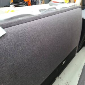 EX DISPLAY FURNITURE - DARK GREY UPHOLSTERED QUEEN BED HEAD ONLY SOLD AS IS