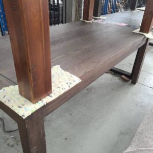 EX DISPLAY FURNITURE - 1800MM TIMBER DINING TABLE SOLD AS IS SOME MARKS