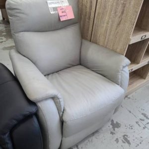 EX DISPLAY FURNITURE - GREY LEATHER LIFT CHAIR ELECTRIC RECLINER SOLD AS IS RRP$2499