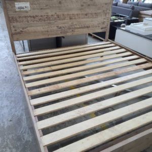 EX DISPLAY FURNITURE - KING SIZE TIMBER BEDFRAME SOLD AS IS
