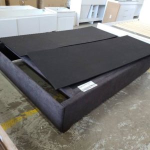 EX DISPLAY FURNITURE - QUEEN CHARCOAL BEDBASE ONLY SOLD AS IS