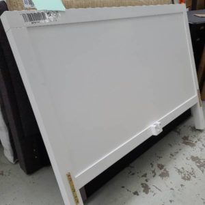 EX DISPLAY FURNITURE - WHITE TIMBER QUEEN BEDHEAD ONLY SOLD AS IS