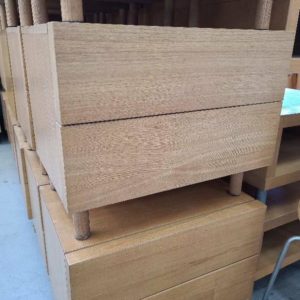 EX HIRE - LIGHT OAK 2 DRAWER BEDSIDE TABLE SOLD AS IS