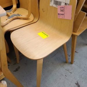 EX HIRE - LIGHT OAK ROUNDED EDGE DINING CHAIR SOLD AS IS