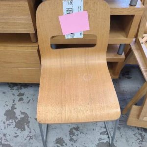 EX HIRE - LIGHT OAK CURVED DINING CHAIR SOLD AS IS