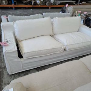 EX HIRE - WHITE COUCH 2.5 SEATER SOLD AS IS