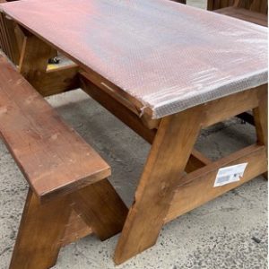 PRE OILED TREATED PINE HEAVY DUTY OUTDOOR TABLE WITH 2 BENCH SEATS **EXTREMELY HEAVY**