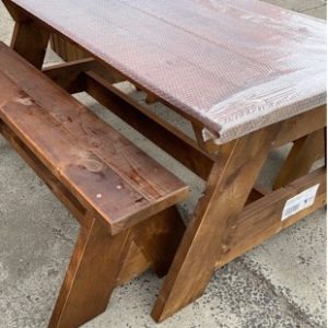 PRE OILED TREATED PINE HEAVY DUTY OUTDOOR TABLE WITH 2 BENCH SEATS **EXTREMELY HEAVY**