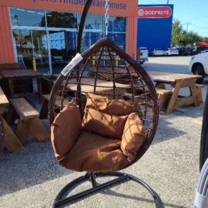 BRAND NEW BROWN OUTDOOR HANGING EGG CHAIR SMALL