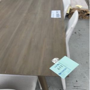 EX HIRE FURNITURE - DINING TABLE WITH 4 CREAM MATERIAL CHAIRS SOLD AS IS