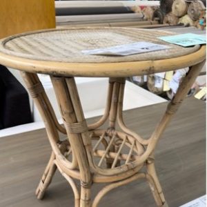 EX HIRE FURNITURE - RATTAN SIDE TABLE SOLD AS IS