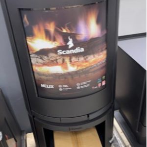 SCANDIA HELIX WOOD FIRE HEATER WITH WOOD STACKER SOLD AS IS SOME DENTS AND SCRATCHES RRP$1799 SCMR500-19-0224