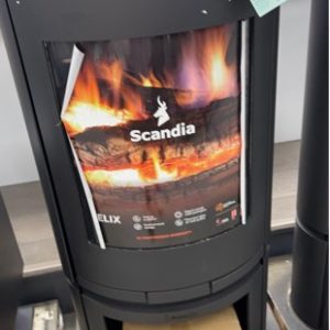 SCANDIA HELIX WOOD FIRE HEATER WITH WOOD STACKER SOLD AS IS SOME DENTS AND SCRATCHES RRP$1799 SCMR500-19-0053