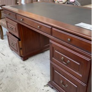 SECOND HAND - TIMBER ANTIQUE STYLE EXECUTIVE DESK SOLD AS IS