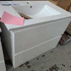 750MM WALL HUNG VANITY WITH 2 DRAWERS WHITE CERAMIC TOP