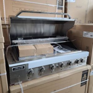 BRAND NEW EURO EA1200RBQ 1200MM BUILT IN BBQ 304 GRADE S/STEEL 6 BURNERS WITH BLUE LIGHT LED ROUND KNOB RRP$2499 WITH 2 YEAR WARRANTY