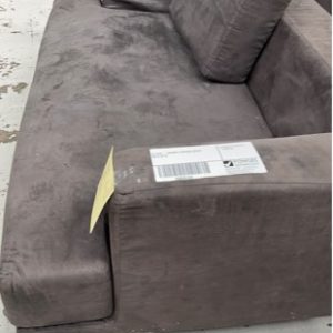 EX HIRE - BROWN 2 SEATER COUCH SOLD AS IS