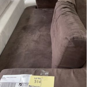 EX HIRE - BROWN 2 SEATER COUCH SOLD AS IS
