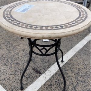 EX DISPLAY ROUND METAL TABLE WITH CREAM TOP SOLD AS IS