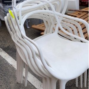EX HIRE - ACRYLIC WHITE CHAIR SOLD AS IS