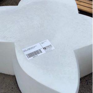 EX HIRE - DESIGNER WHITE ACRYLIC LOW COFFEE TABLE SOLD AS IS