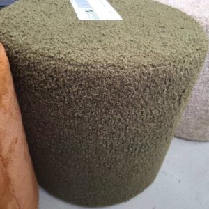 EX HIRE - TEXTURED GREEN OTTOMAN SOLD AS IS
