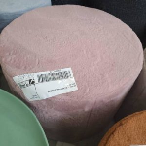 EX HIRE - VELVET PINK OTTOMAN SOLD AS IS