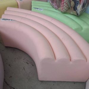 EX HIRE - EVENT CURVED OTTOMAN - PINK SOLD AS IS