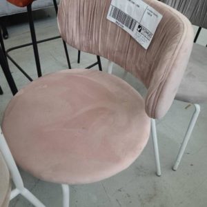 EX HIRE - VELVET LOW CHAIR - PINK SOLD AS IS