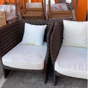 EX HIRE - SET OF 2 OUTDOOR CHAIRS SOLD AS IS