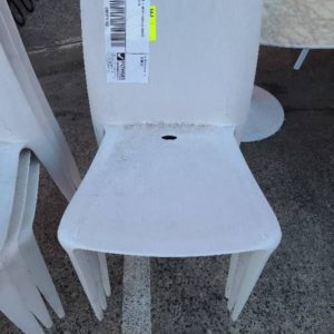 EX HIRE - WHITE ACRYLIC CHAIRS SOLD AS IS
