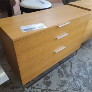 EX HIRE - OAK CHEST 3 DRAWERS SOLD AS IS