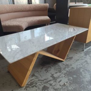 EX HIRE - MARBLE COFFEE TABLE - CRACKED SOLD AS IS