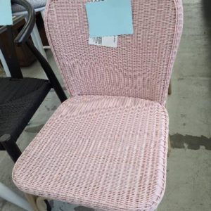 EX HIRE - PINK RATTAN CHAIR SOLD AS IS