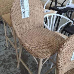 EX HIRE - BEIGE RATTAN BAR CHAIR SOLD AS IS
