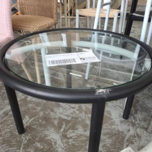 EX HIRE - BLACK SIDE TABLE GLASS TOP SOLD AS IS