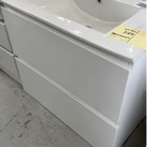 750MM WALL HUNG 2 DRAWER GLOSS WHITE VANITY WITH WHITE CERAMIC TOP SE750