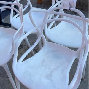EX HIRE - WHITE ACRYLIC CHAIR SOLD AS IS