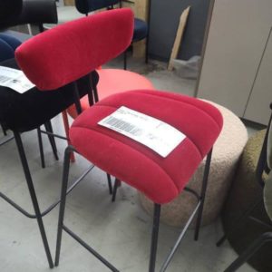 EX HIRE - VELVET BAR STOOL RED SOLD AS IS