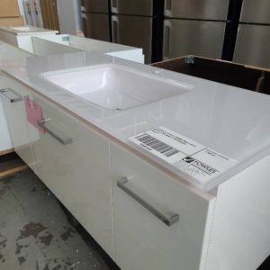 EX DISPLAY ESCAPE 1200MM VANITY WITH WHITE GLASS VANITY TOP RRP$849 PALLET 9