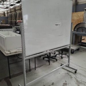 EX-HIRE LARGE WHITEBOARD ON STAND WITH CASTORS SOLD AS IS