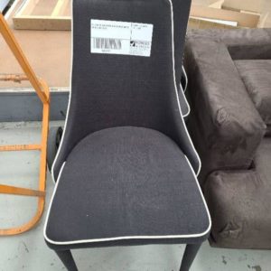 EX-HIRE BLACK DINING CHAIRS WITH WHITE PIPING SOLD AS IS