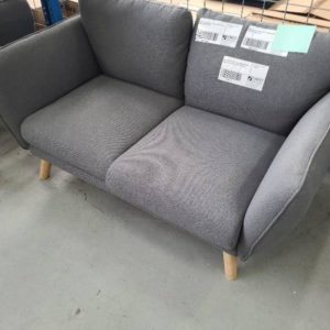 NEW GREY UPHOLSTERED 3 SEATER COUCH WITH 2 SEATER COUCH WITH OAK LEGS