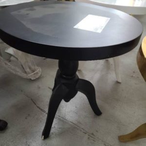 EX-HIRE ROUND BLACK SIDE TABLE SOLD AS IS