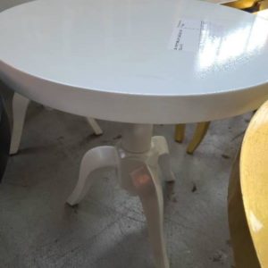 EX-HIRE ROUND LIGHT SILVER SIDE TABLE SOLD AS IS