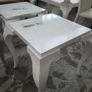 EX-HIRE WHITE SQUARE SIDE TABLE SOLD AS IS
