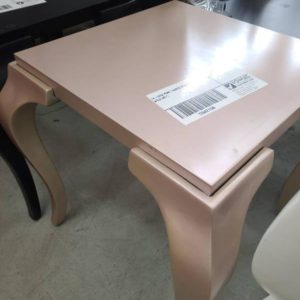 EX-HIRE PINK SQUARE SIDE TABLE SOLD AS IS